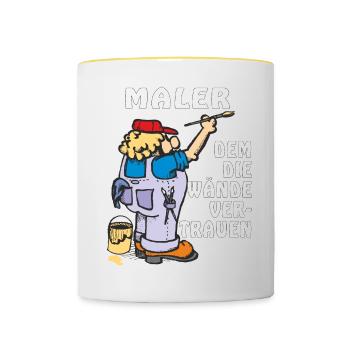 MALER DEM DIE WÄNDE VERTRAUEN - Tasse zweifarbig - Weiß/Gelb - Vorne