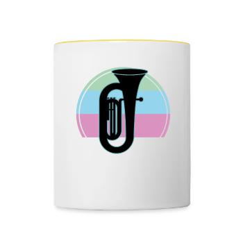 Tuba Player Tuba Musical Instrument - Contrasting Mug - white/yellow - Front