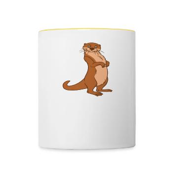 Niedliche Otter-Wortspiele Und Otter-Witze - Tasse zweifarbig - Weiß/Gelb - Vorne