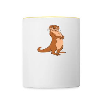 Niedliche Otter-Wortspiele Und Otter-Witze - Tasse zweifarbig - Weiß/Gelb - Vorne