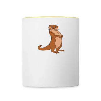 Niedliche Otter-Wortspiele Und Otter-Witze - Tasse zweifarbig - Weiß/Gelb - Vorne