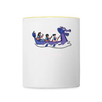 Bateau dragon pédalo japonais aviron - Mug contrasté - blanc/jaune - Devant