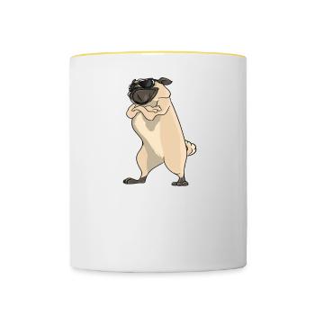 If You Don't Like Pugs You Need Therapy - Contrasting Mug - white/yellow - Front