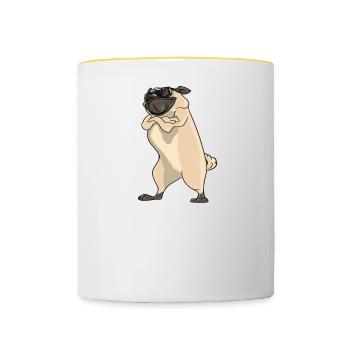 Introverted But Willing To Discuss Pugs - Contrasting Mug - white/yellow - Front