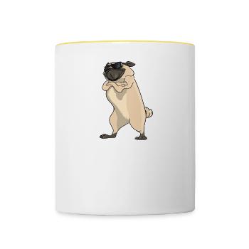 Laissez-moi tranquille Je ne parle qu’à mon carlin aujourd’hui - Mug contrasté - blanc/jaune - Devant