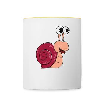Je ne m’intéresse qu’aux escargots - Mug contrasté - blanc/jaune - Devant