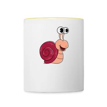 Just a boy who loves snails - Contrasting Mug - white/yellow - Front
