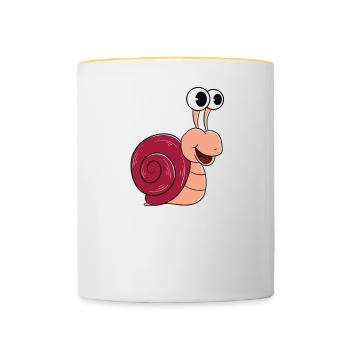 Je ne suis là que pour les escargots - Mug contrasté - blanc/jaune - Devant