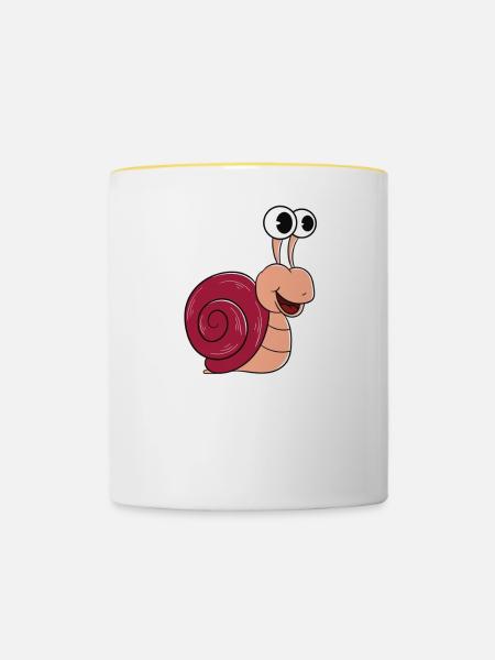 Je ne suis là que pour les escargots - Mug contrasté - blanc/jaune