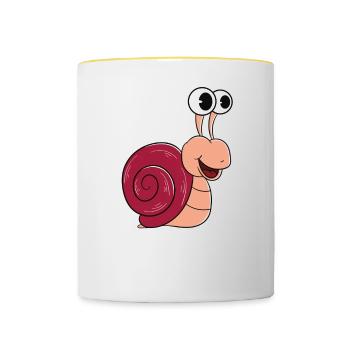 The mother of the cute snail - Contrasting Mug - white/yellow - Front