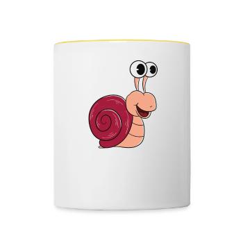 My snail and I gossip about you - Contrasting Mug - white/yellow - Front