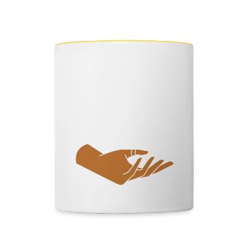 Regardez-moi manifester tout ce que je veux - Mug contrasté - blanc/jaune - Devant