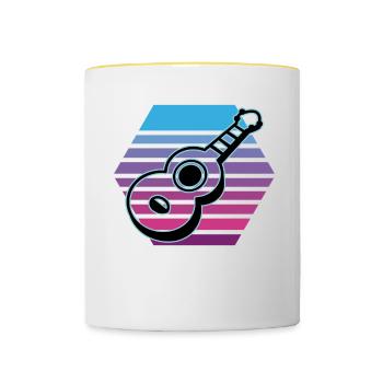 Ukulelen Vitage - Tasse zweifarbig - Weiß/Gelb - Vorne