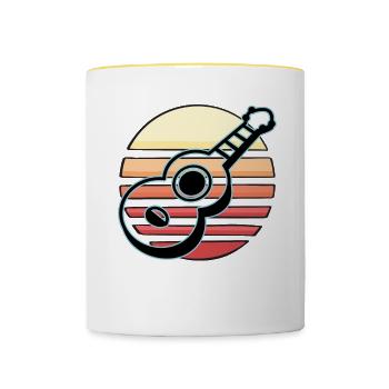 Ukulelen Vitage - Tasse zweifarbig - Weiß/Gelb - Vorne