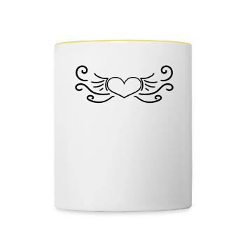 Cœur Noir - Mug contrasté - blanc/jaune - Devant