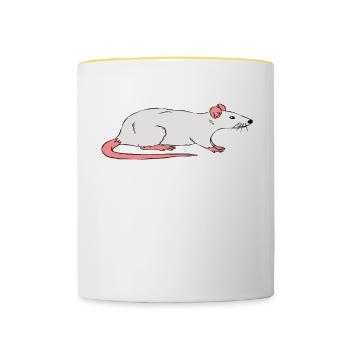 Ich Kann Nicht, Meine Ratte Braucht Mich - Tasse zweifarbig - Weiß/Gelb - Vorne