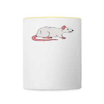 Si je n’apporte pas mon rat - Mug contrasté - blanc/jaune - Devant