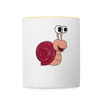 Ich Bin Die Papa-Schnecke - Tasse zweifarbig - Weiß/Gelb - Vorne
