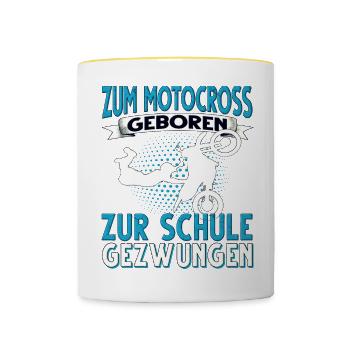 Motocross Motorrad Dirt Bike Dirtbike Biker - Tasse zweifarbig - Weiß/Gelb - Vorne