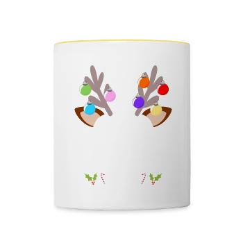 Pyjama de Noël Pyjama Chemise de nuit - Mug contrasté - blanc/jaune - Devant