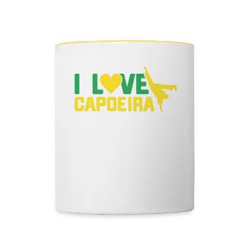 Capoeira Cadeau Brésil Arts Martiaux Capoeira - Mug contrasté - blanc/jaune - Devant