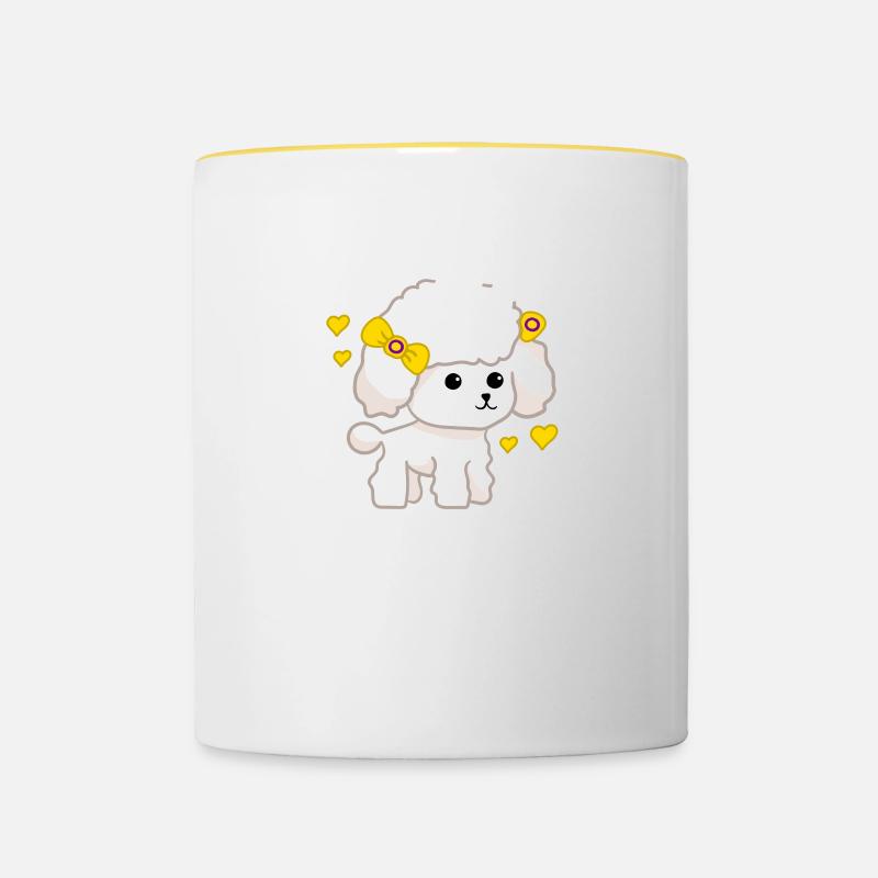mignon mignon bébé chien mignon - Mug contrasté - blanc/jaune