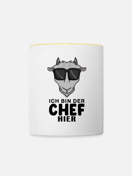 Cool Ziege Chef - Tasse zweifarbig - Weiß/Gelb