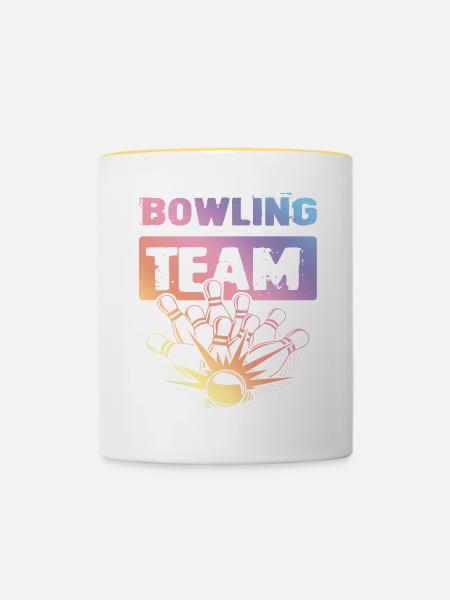Bowling Team - Tasse zweifarbig - Weiß/Gelb