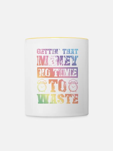 getting money - Tasse zweifarbig - Weiß/Gelb