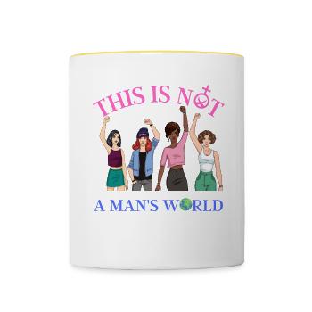 This is not a Man's world - Feminist T-Shirt - Contrasting Mug - white/yellow - Front
