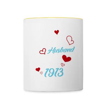 Meilleur mari depuis 1913 Mariage - Mug contrasté - blanc/jaune - Devant