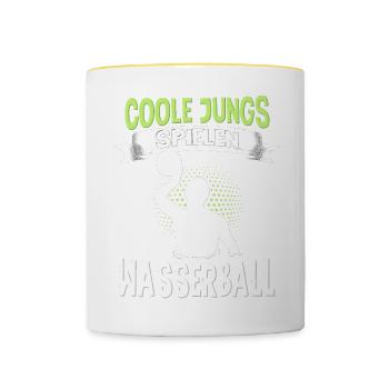Wasserballer Wassersport Sport Wasserball - Tasse zweifarbig - Weiß/Gelb - Vorne
