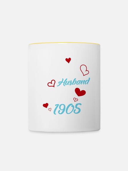 Bester Ehemann seit 1905 Hochzeit - Tasse zweifarbig - Weiß/Gelb