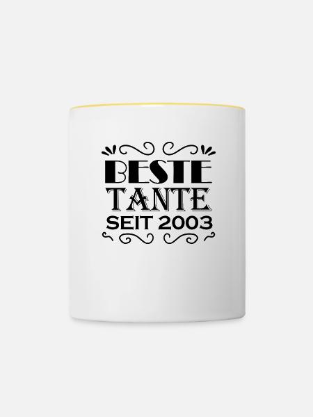 Beste Tante seit 2003 - Tasse zweifarbig - Weiß/Gelb