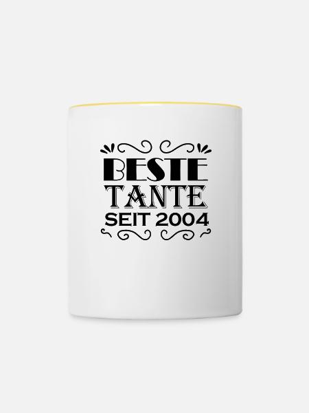 Beste Tante seit 2004 - Tasse zweifarbig - Weiß/Gelb