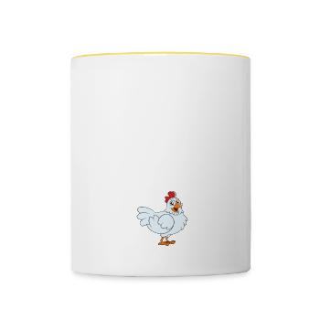 Amateur de poulet parce que les poulets ont aussi besoin de héros - Mug contrasté - blanc/jaune - Devant