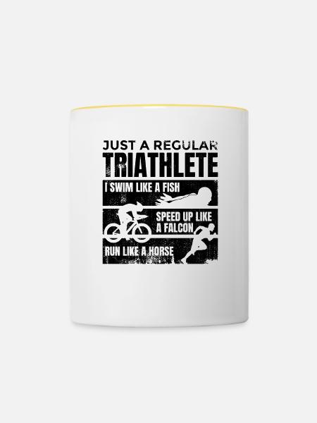 Durchschnittlicher Triathlet - Tasse zweifarbig - Weiß/Gelb