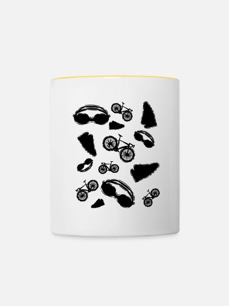 Triathlon Symbole - Tasse zweifarbig - Weiß/Gelb
