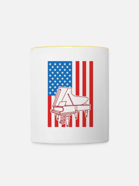 Patriotischer Pianist USA - Tasse zweifarbig - Weiß/Gelb