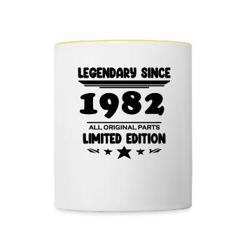 1982 - Né 1982 - Année de construction 1982 - Mug contrasté - blanc/jaune - Devant