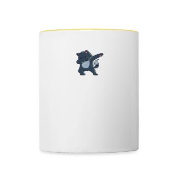 Dabbing Cat Funny Cat - Contrasting Mug - white/yellow - Front