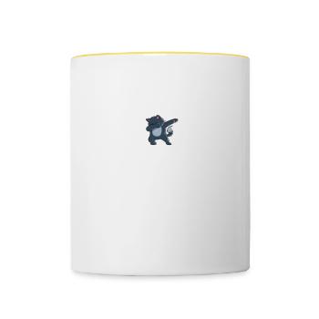 Dabbing Cat Funny Cat - Contrasting Mug - white/yellow - Front