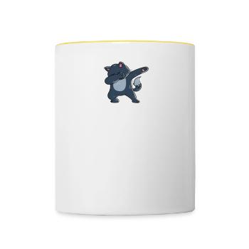 Dabbing Cat Funny Cat - Contrasting Mug - white/yellow - Front