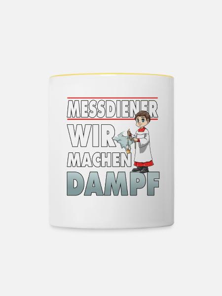 Messdiener Wir machen Dampf - Tasse zweifarbig - Weiß/Gelb