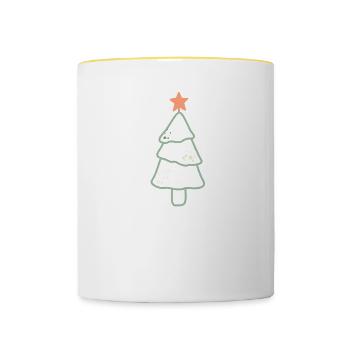 Merry Christmas Lustiges Weihnachtsshirt - Tasse zweifarbig - Weiß/Gelb - Vorne