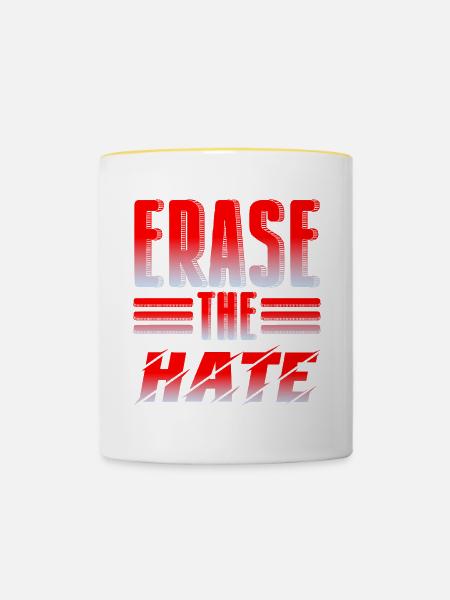 Erase the Hate 4 - Tasse zweifarbig - Weiß/Gelb