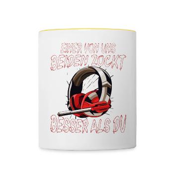 Der Controller Soll Mit Dir Sein. Videospiele - Tasse zweifarbig - Weiß/Gelb - Vorne