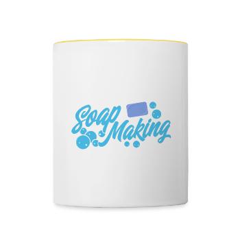 Fabrication de savon Cadeau Fabricant de savon maison - Mug contrasté - blanc/jaune - Devant