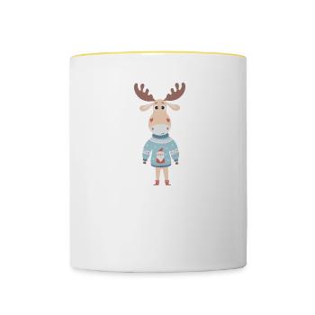 Joyeux Noël Drôle de Chemise de Noël - Mug contrasté - blanc/jaune - Devant