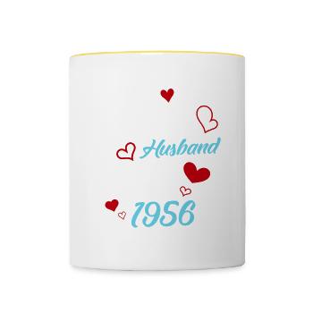 Bester Ehemann seit 1956 Hochzeit - Tasse zweifarbig - Weiß/Gelb - Vorne